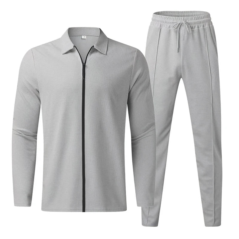 Men's Long Sleeve Polo Shirt, High Quality Suit, Outdoor Casual Zipper Pants