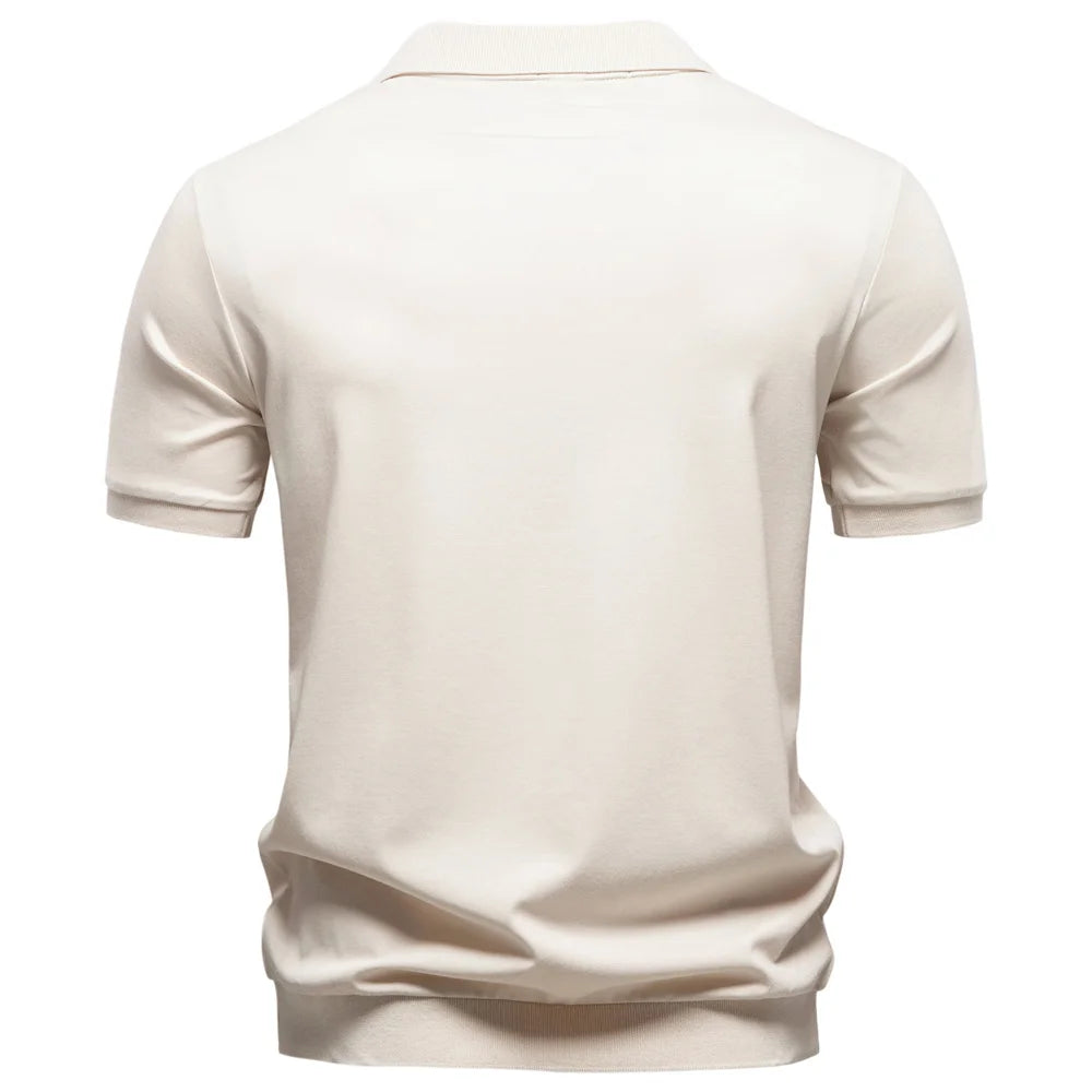 AIOPESON Breathable Silky Polo Shirt for Men Solid Color Old Money Skin Friendly Soft Cool Casual Polo Shirts Male