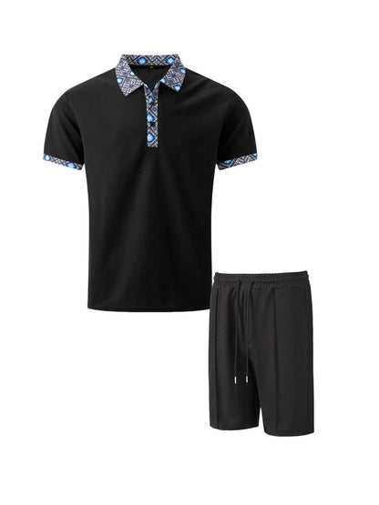 Men Polo Suit Short Sleeve Stylish Zipper - Polo Shirt And Shorts Set Men Casual Streetwear 2-pie Set