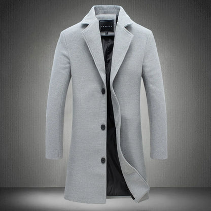 Men's Slim Fit Crew Neck Overcoat