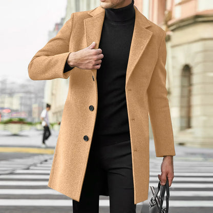 Men's Slim Fit Crew Neck Overcoat