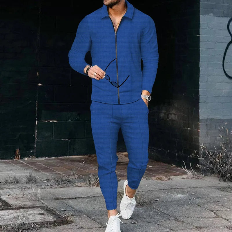 Men's Long Sleeve Polo Shirt, High Quality Suit, Outdoor Casual Zipper Pants