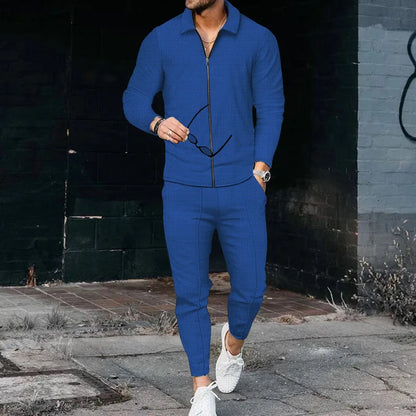 Men's Long Sleeve Polo Shirt, High Quality Suit, Outdoor Casual Zipper Pants