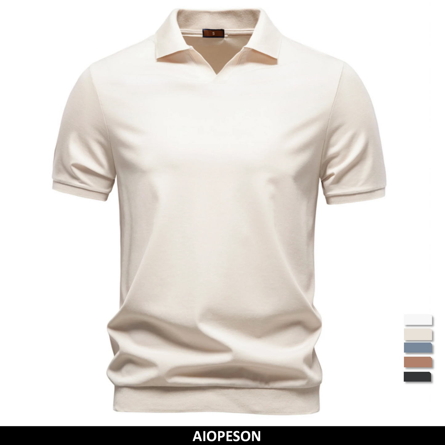AIOPESON Breathable Silky Polo Shirt for Men Solid Color Old Money Skin Friendly Soft Cool Casual Polo Shirts Male