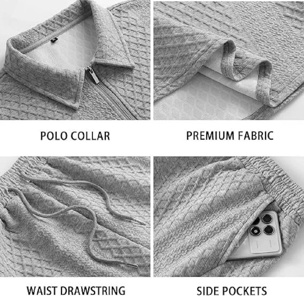 Men's Set Solid-color Form-fitting Polo Shirt Men's and Shorts Casual (Two-piece Set)