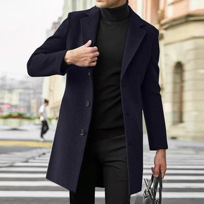 Men's Slim Fit Crew Neck Overcoat