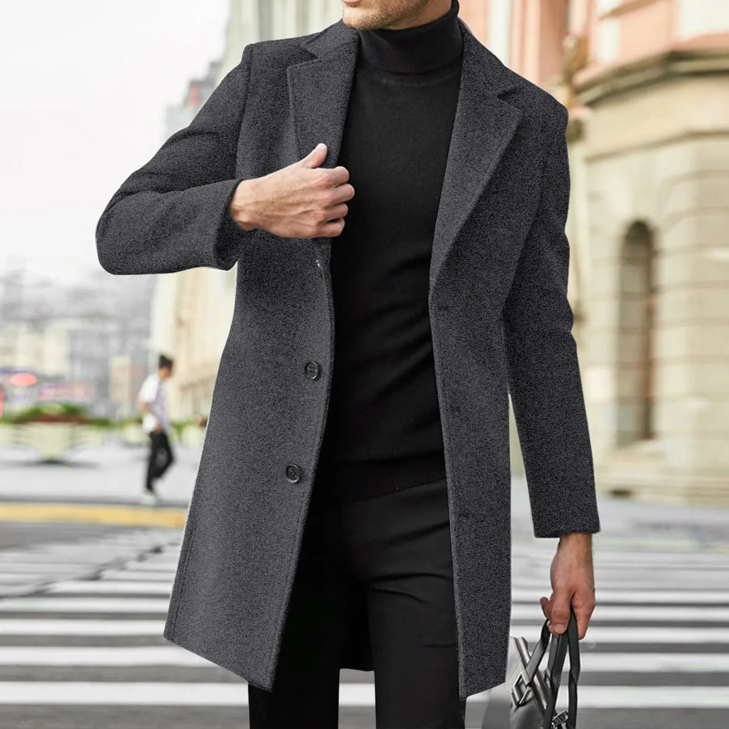 Men's Slim Fit Crew Neck Overcoat