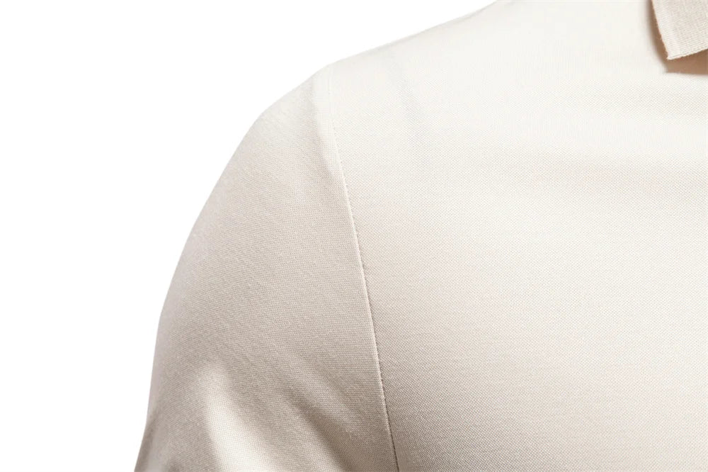 AIOPESON Breathable Silky Polo Shirt for Men Solid Color Old Money Skin Friendly Soft Cool Casual Polo Shirts Male