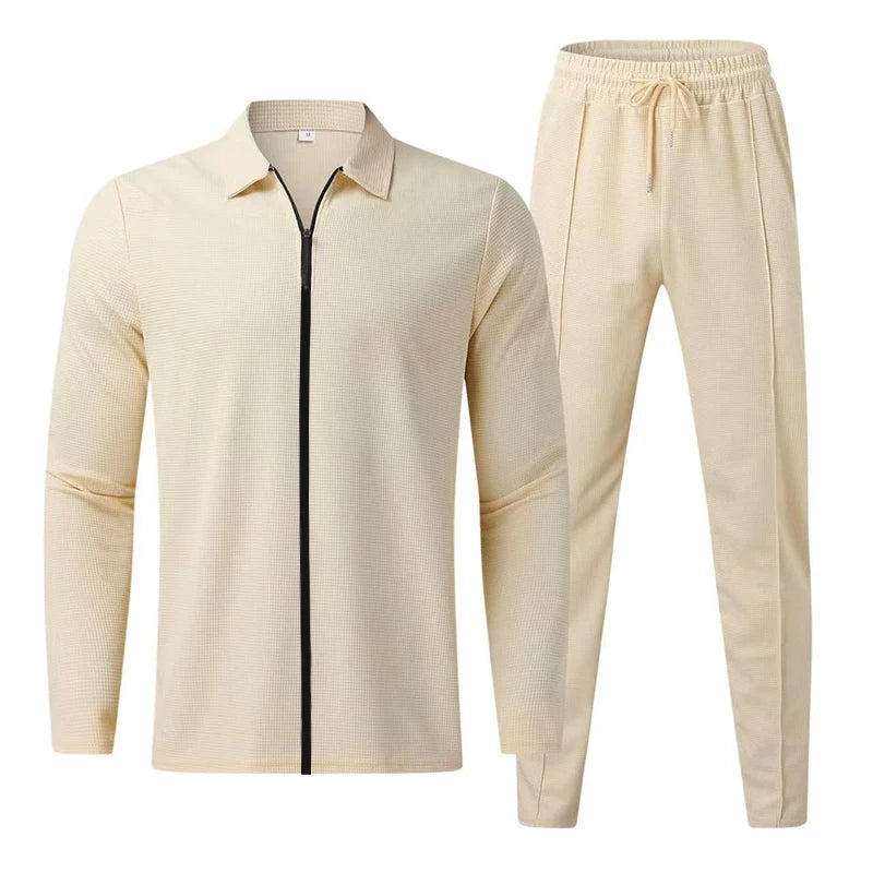 Men's Long Sleeve Polo Shirt, High Quality Suit, Outdoor Casual Zipper Pants