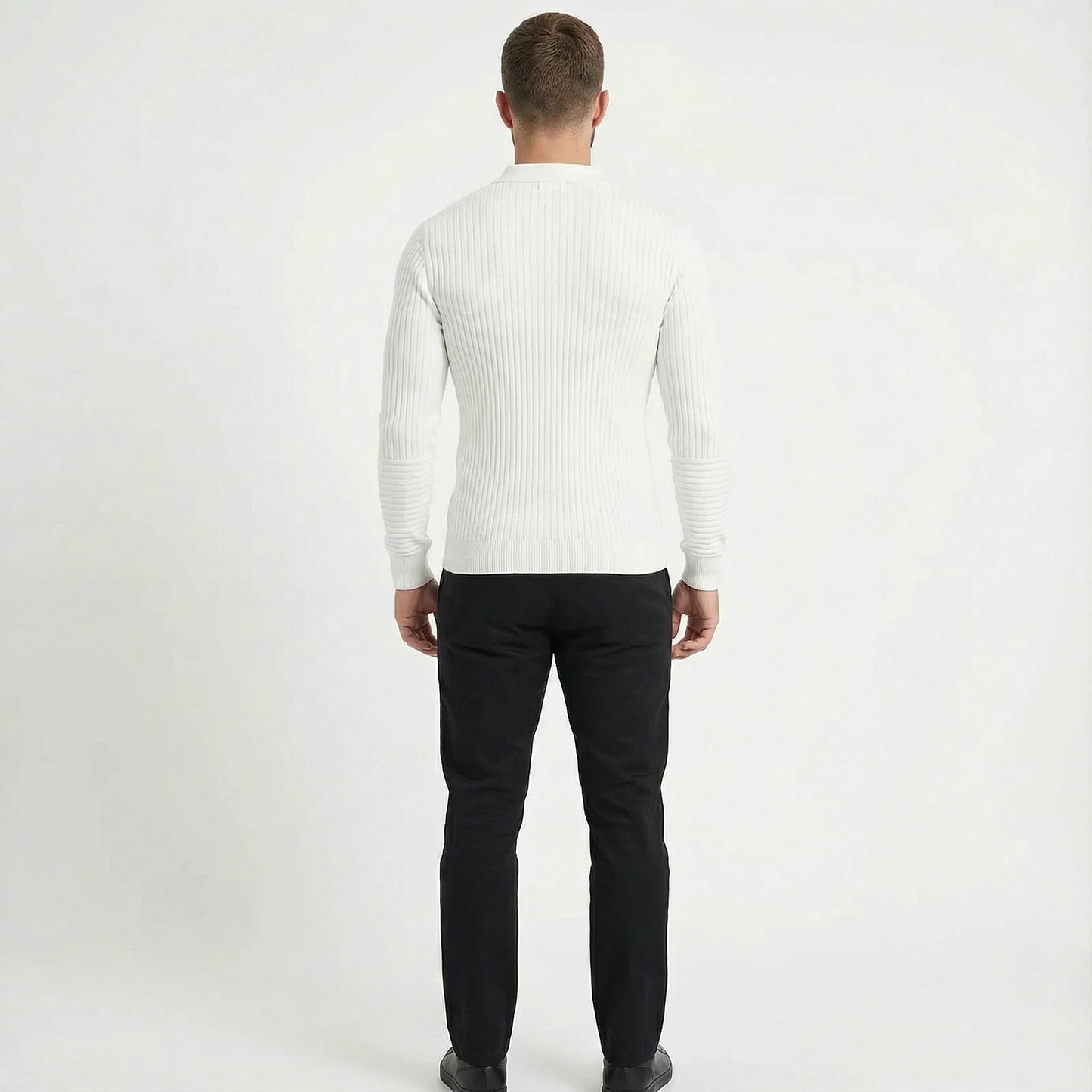 Men's Long Sleeve Muscle Fit Ribbed Polo